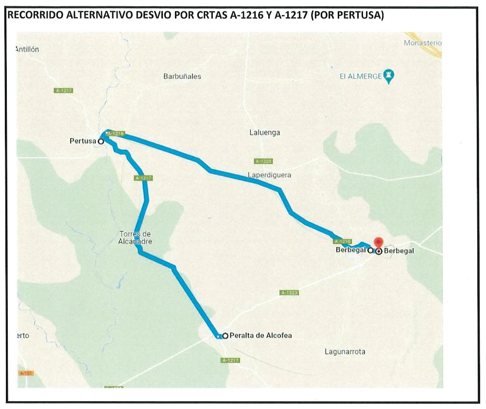 Imagen Corte de la carretera A-1223 desde el lunes, 3 de octubre de 2022.