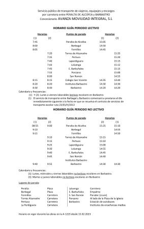 Imagen Modificación de horario del autobús escolar.