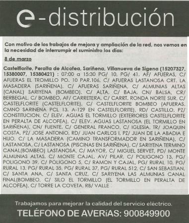 Imagen E-Distribución informa de interrupciones temporales del suministro...