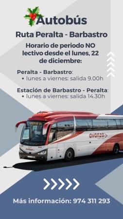 Imagen Cambio de horario de autobús a Barbastro, Navidad 2025.