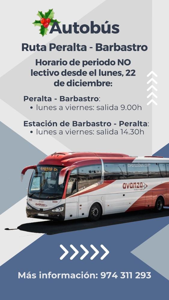 Imagen Cambio de horario de autobús a Barbastro, Navidad 2025.