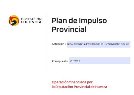 Imagen DPH - Cartel del Plan de Impulso Alumbrado público.