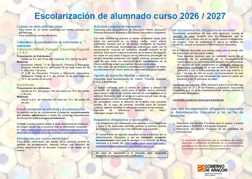 Imagen Se abre el proceso de escolarización para el curso 2026-2027 en centros sostenidos con fondos públicos.