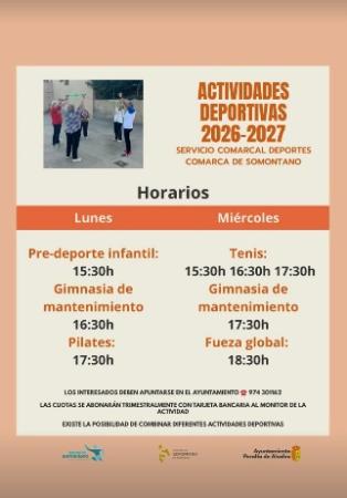 Imagen Actividades deportivas Comarca de Somontano en Peralta de Alcofea, 2026.